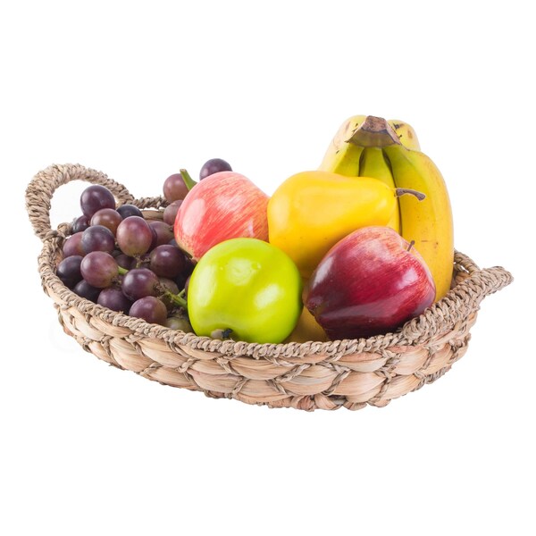 Vintiquewise Seagrass Fruit Bread Basket Tray with Handles, Small QI003546.S - main
